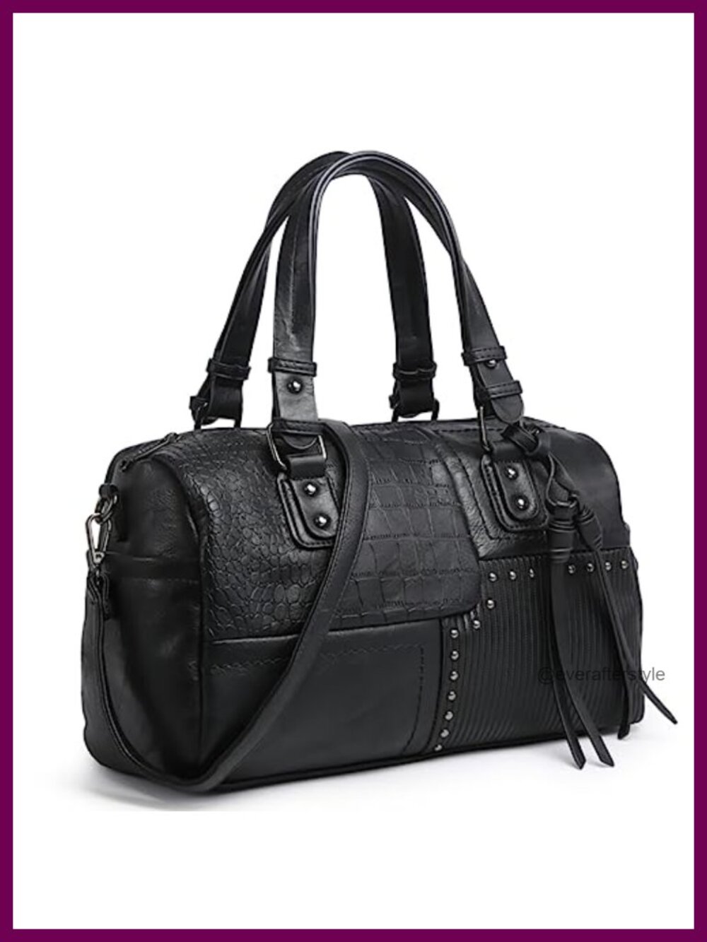 Vegan Leather Barrel Satchel Hobo Tote Top Handle Crossbody Work Bag